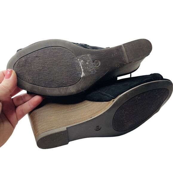 Cato black Wedge open toe ankle boots booties women’s 10 Wide - Picture 7 of 9